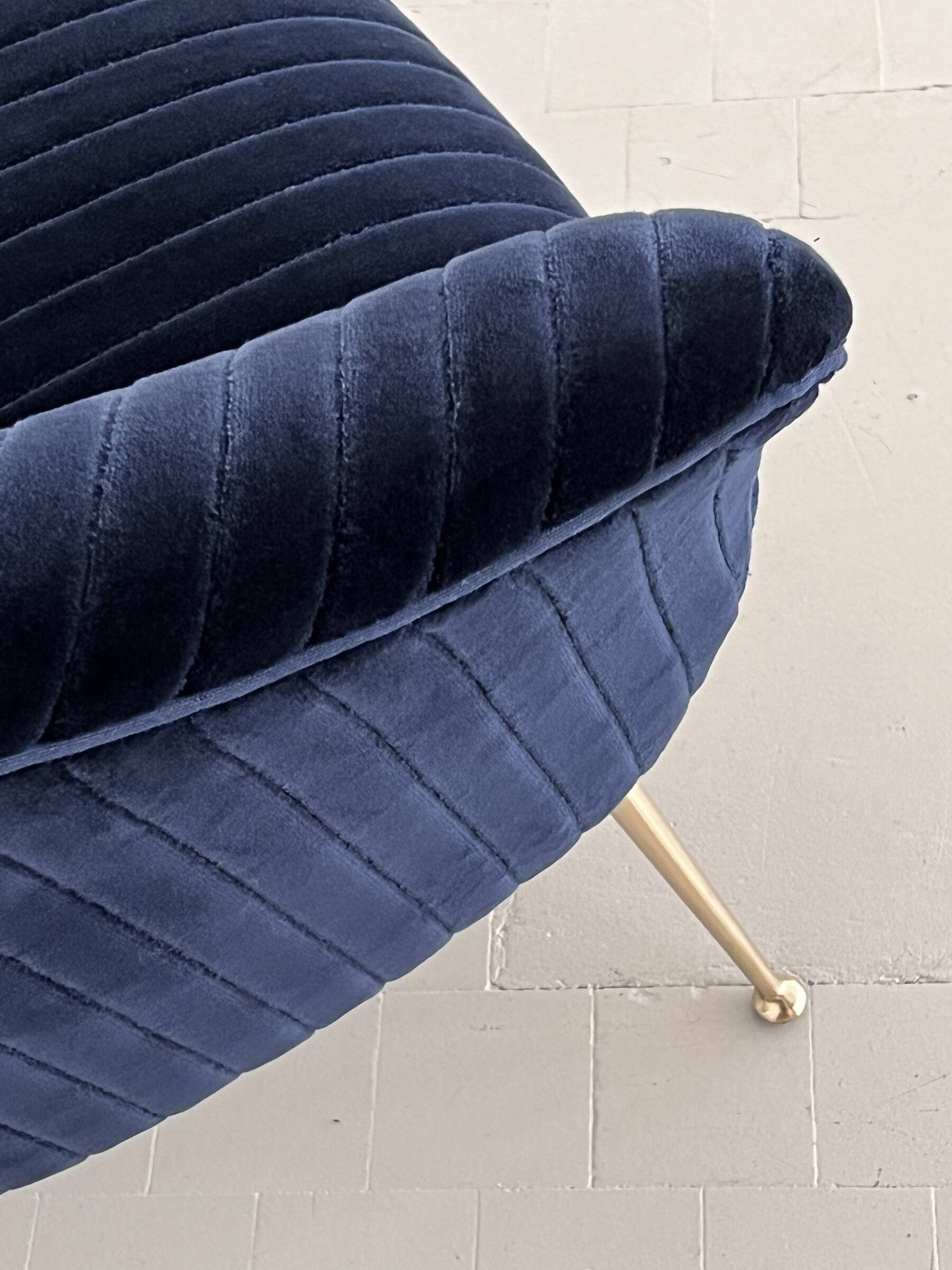 Italian Armchair with Brass Legs reupholstered in Magnificent Velvet