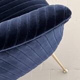 Italian Armchair with Brass Legs reupholstered in Magnificent Velvet