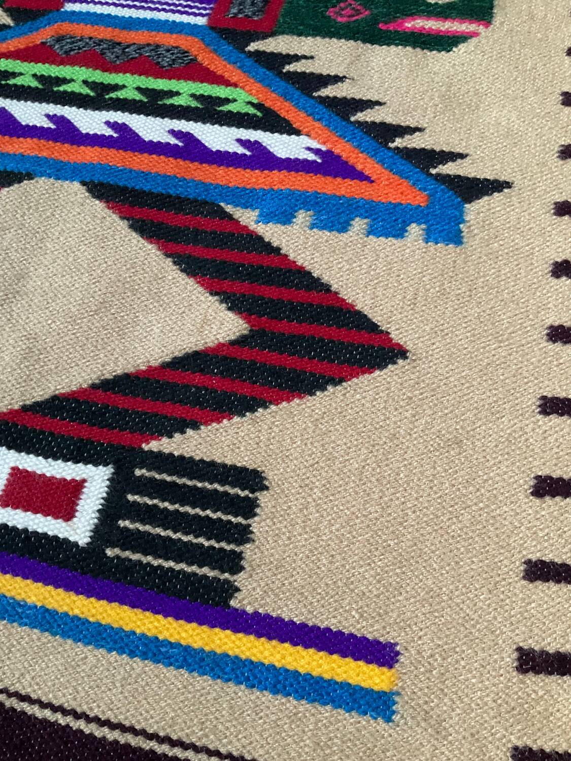 Vintage 100% woven wool rug