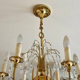 6-light chandelier in gold metal and tassels