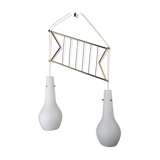 Italian Pendant Lamp with Opaline Shades & Brass, Stilnovo Style, 1950s