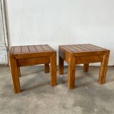 Pair of solid elm bedside tables