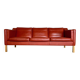 Vintage Danish mid-century Mogens Hansen 3 person cognac leather sofa