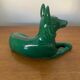 Antique St Clement German Shepherd Dog Sculpture Green Ceramic #C134