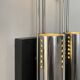 Pair of vintage wall lights, chrome-plated metal and blackened oak, France, 1970