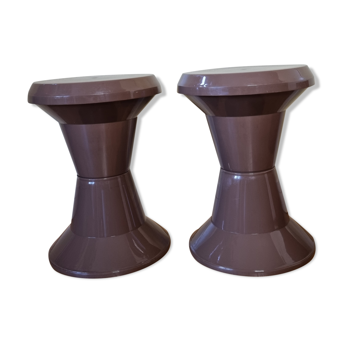 Pair of diabolo stools Giganplast, Italy, Space age