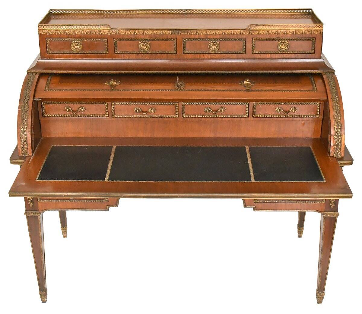 Bureau à cylindre de style Louis XVI en marqueterie