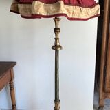 Late 19th century Art Nouveau wooden and gilded stucco floor lamp with fabric lampshade