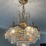 Cascade chandelier with bronze and crystal pendants