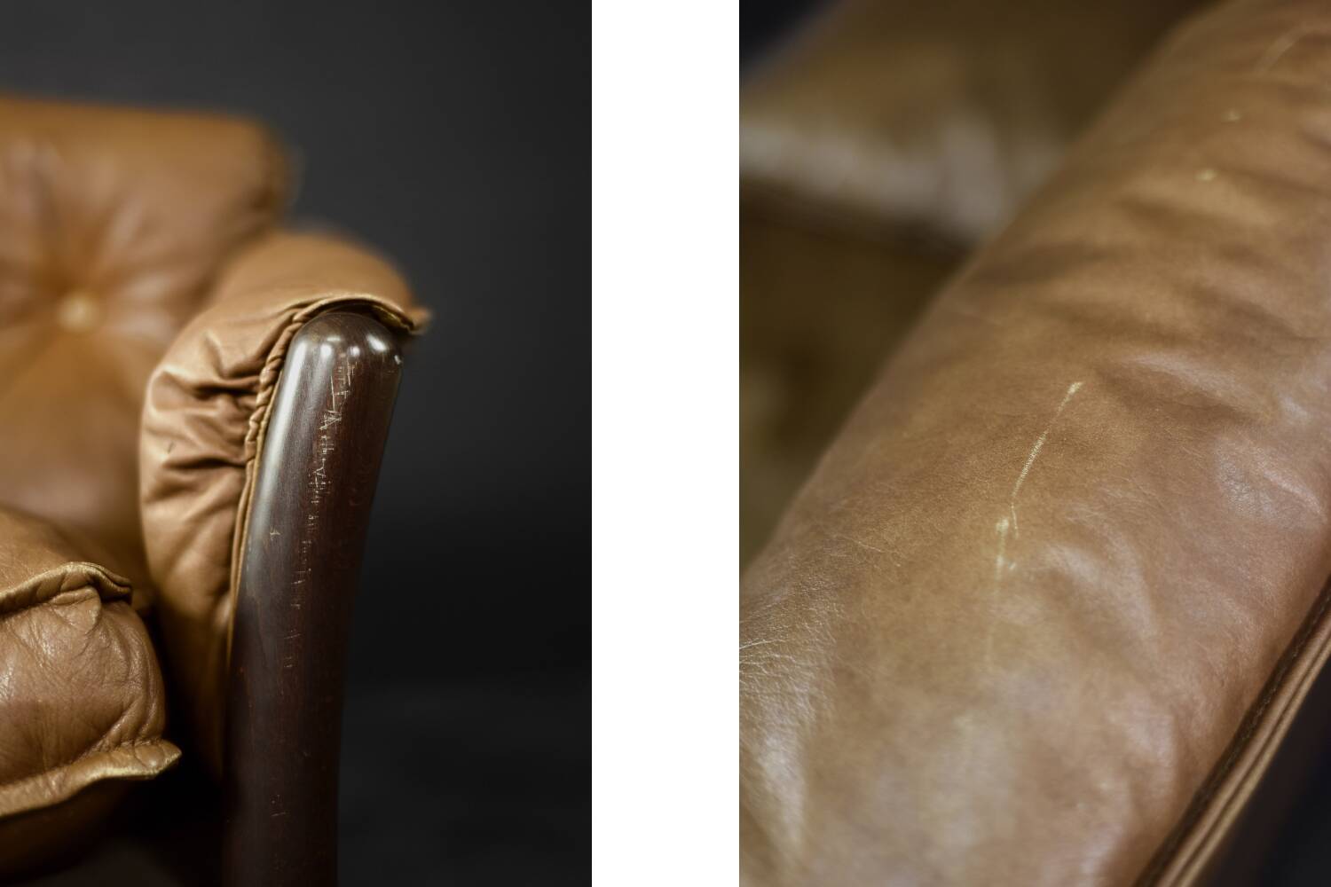 Vintage Mid-Century Danish Modern Cognac Leather 3-Seater Sofa, 1960s