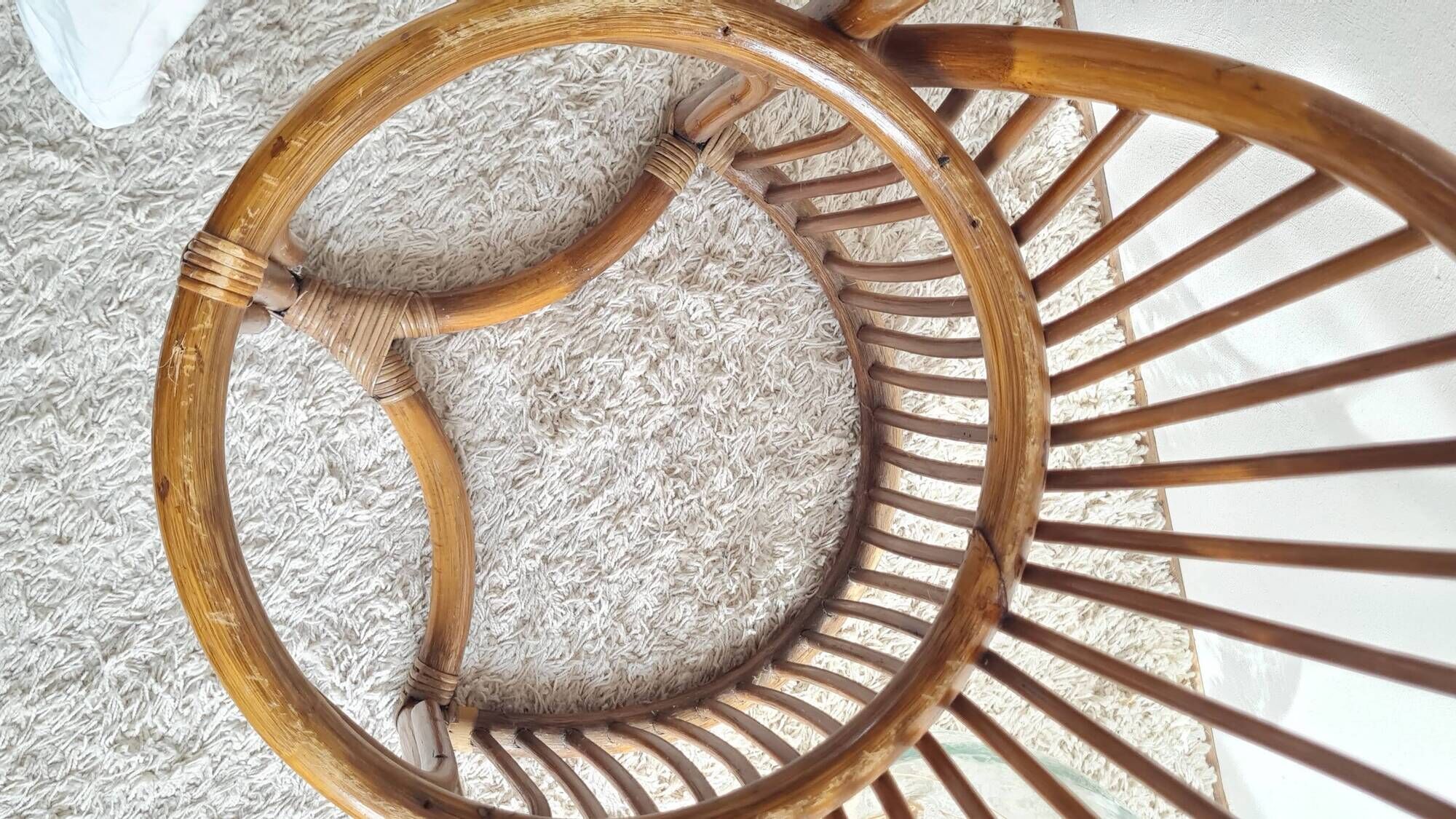 Pair of vintage rattan armchairs circa the 1960s.