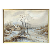 Watercolor painting by Eduard Heller (born in 1852) "Snowy Landscape"
