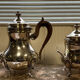 Two shaped pieces in silver-plated metal punched circa 1900 (B)