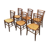 6 chaises bistro avec assise en cannage