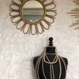 Golden rattan sun mirror 50cm