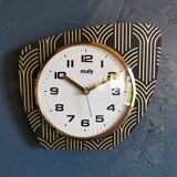 Vintage clock asymmetrical silent wall clock "Maty golden black"