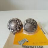 Antique furniture knob, old silver, Louis XV style