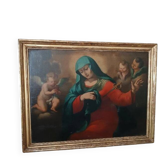 huile sur toile ancienne représentant la Vierge en deuil - époque baroque