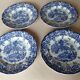4 blue & white English style dinner plates