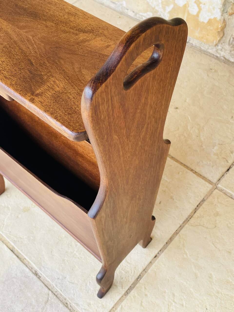 Vintage side table with magazine rack, 1960s