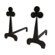 Pair of wrought steel and iron chenets with clover decorations 1950