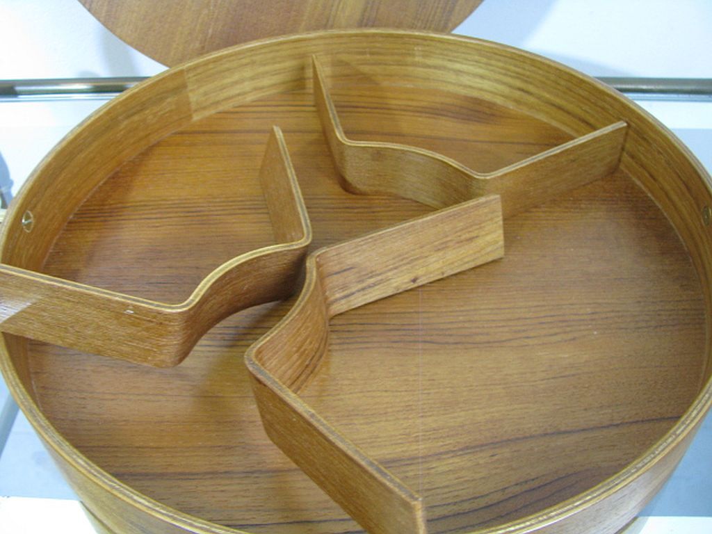 Mid century sewing box with / asystent / Service platform  teak 1960/70s