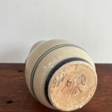 Off-white glossy ceramic decanter, hand-painted gray blue patterns H:20cm