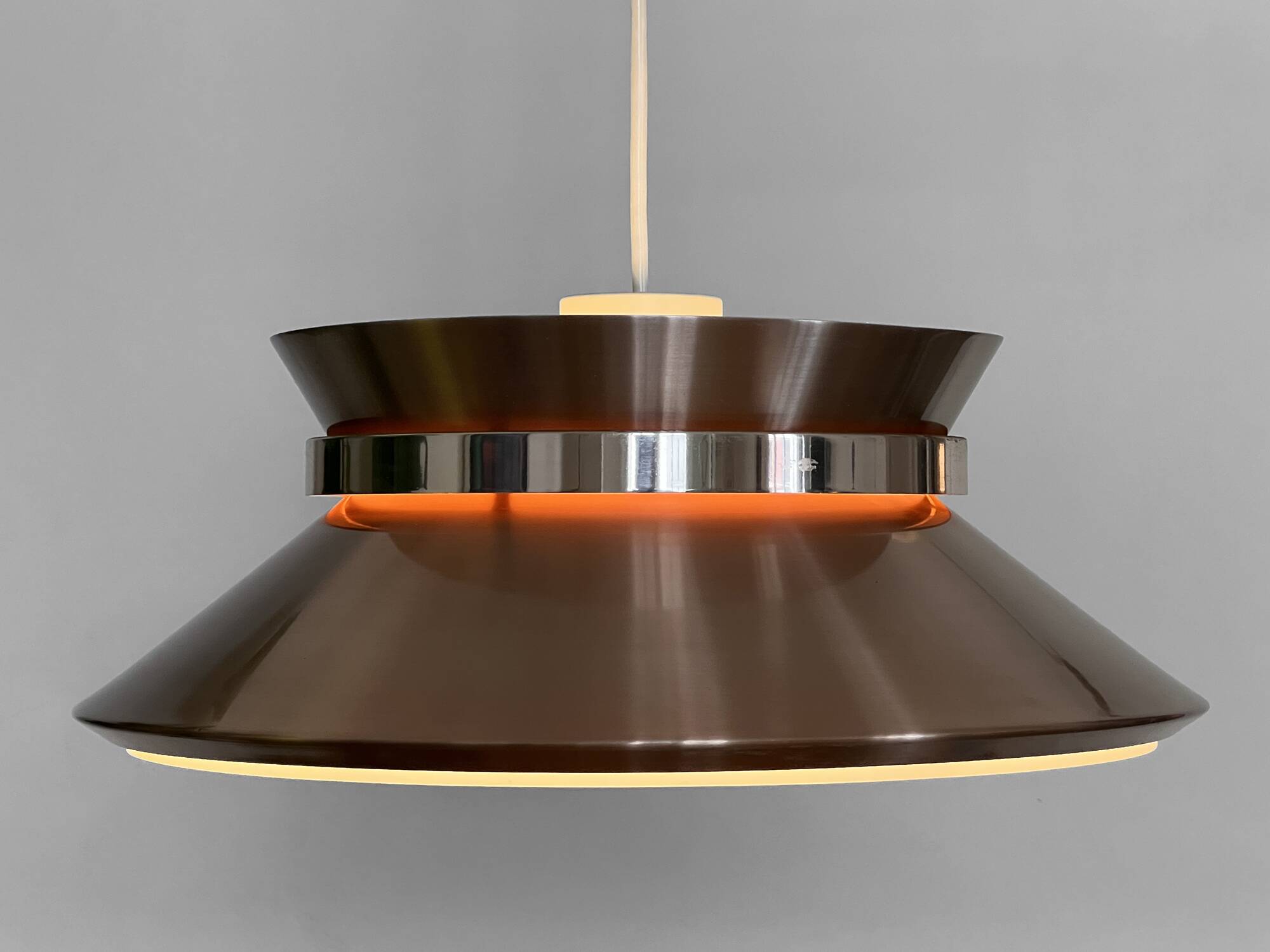 Copper colored aluminium pendant light by Carl Thore for Granhaga Metall. Sweden 1970s