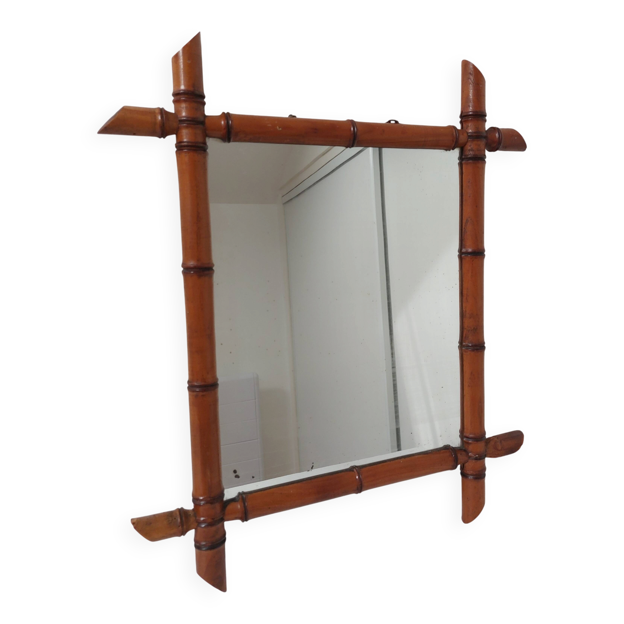 bamboo mirror, vintage, 41 by 48cm