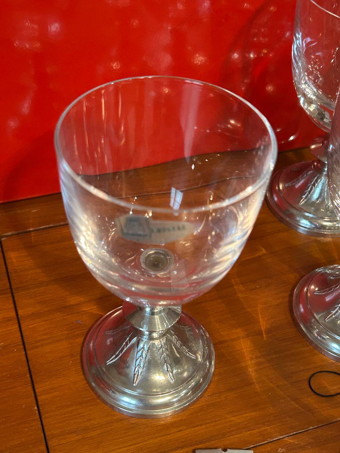 12 Crystal stemmed glasses - Manor Pewter - new