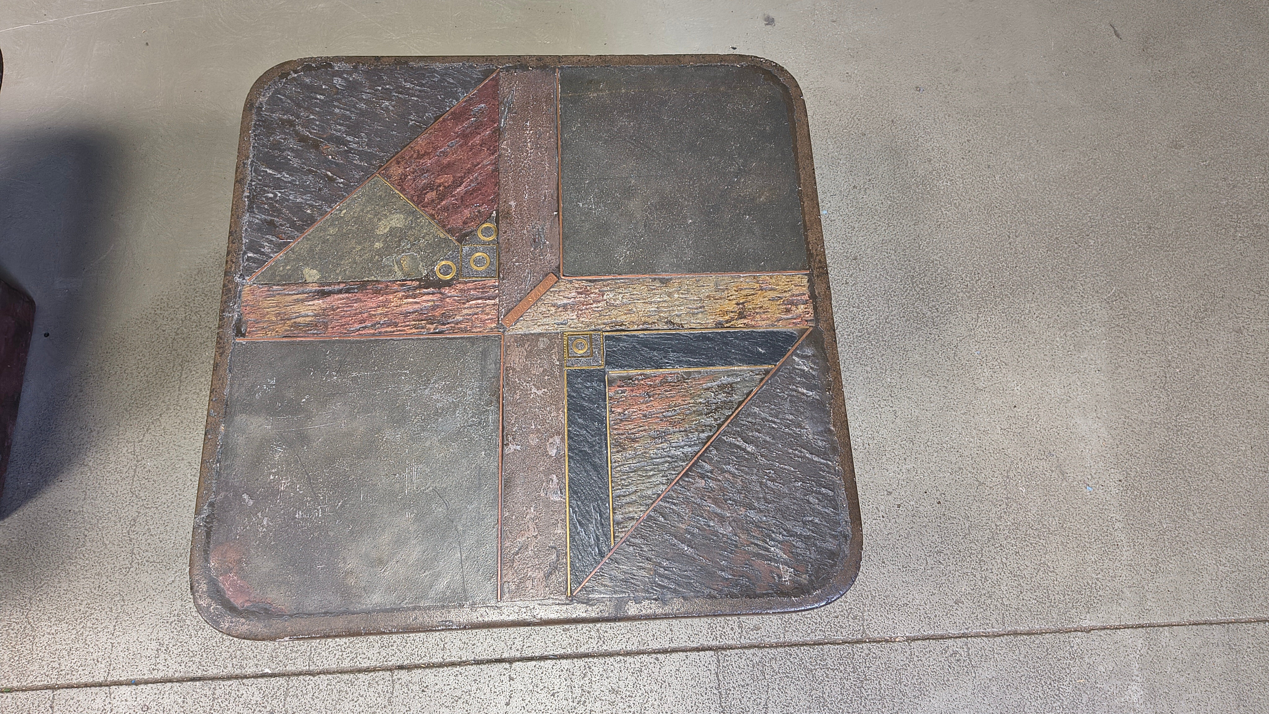 Vintage brutalist slate stone nesting tables by Design Studio Stam, 1990s