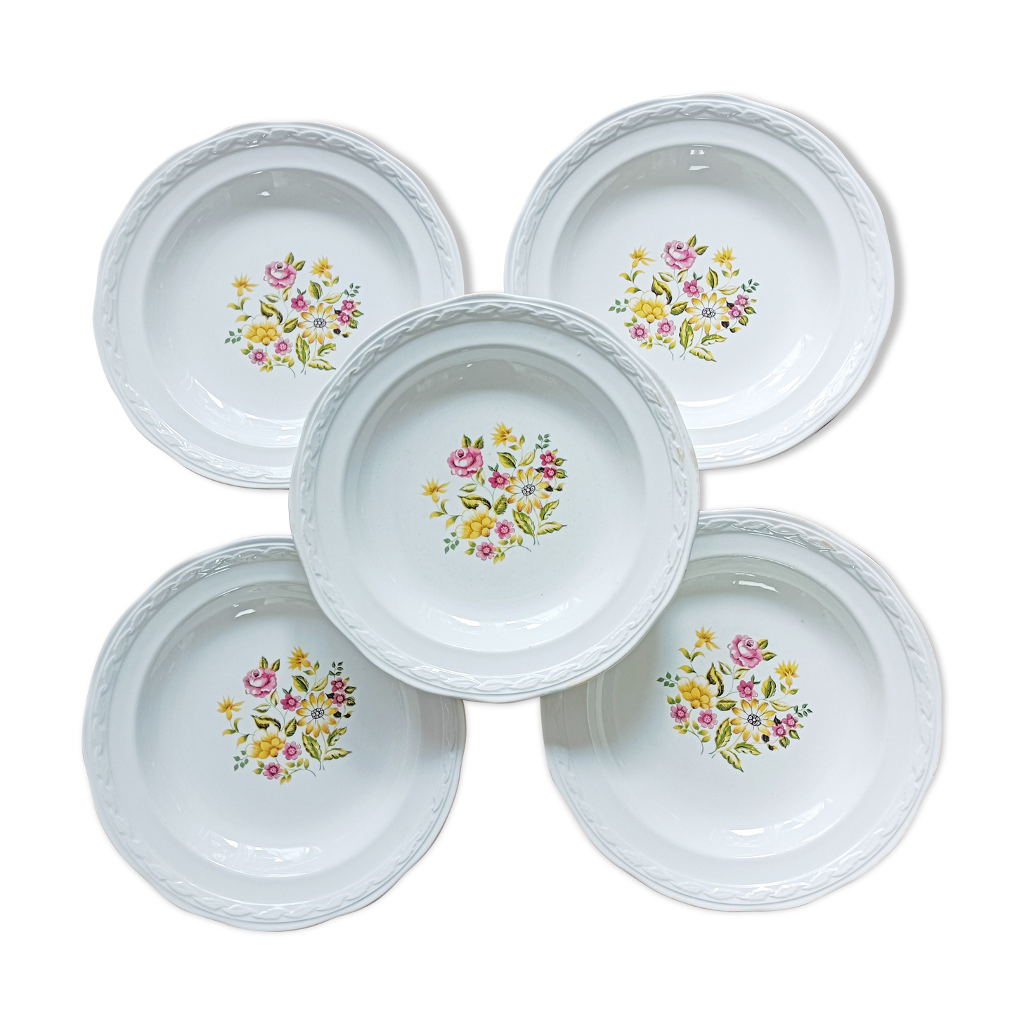 Set of 5 hollow plates Moulin des Loups