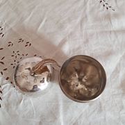 Vintage hollywood regency style apple shaped silver metal box