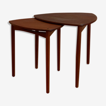 Danish Mid-Century Beside Teak Tables by Ejnar Larsen & Aksel Bender Madsen