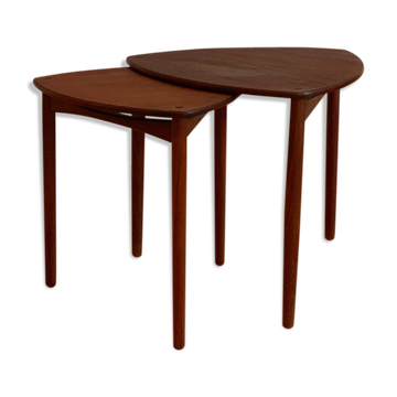 Danish Mid-Century Beside Teak Tables by Ejnar Larsen & Aksel Bender Madsen