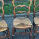 Set of 4 Louis XV straw chairs – solid wood – curved backrest
