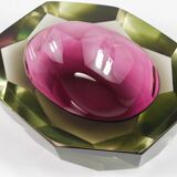 Flavio Poli Sommerso Caviar Murano Glass Bol Diamant par Seguso, Italie, années 1960