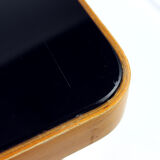 Table basse du milieu du siècle en chêne et verre noir, Tchécoslovaquie des années 1960