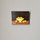 Petit tableau huile sur toile nature morte jaune & marron esprit campagne