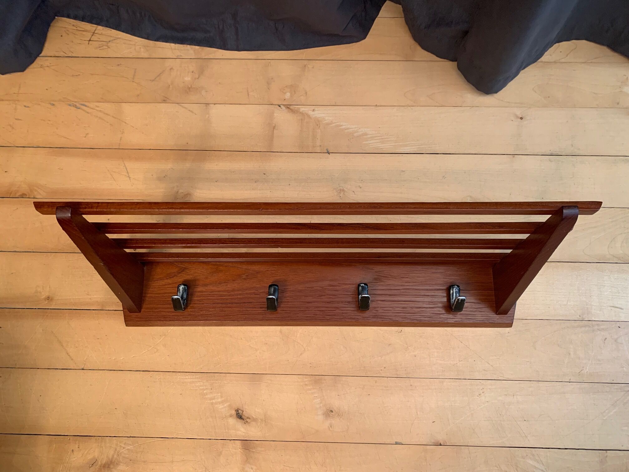 Teak wall coat rack, Denmark, 1960s