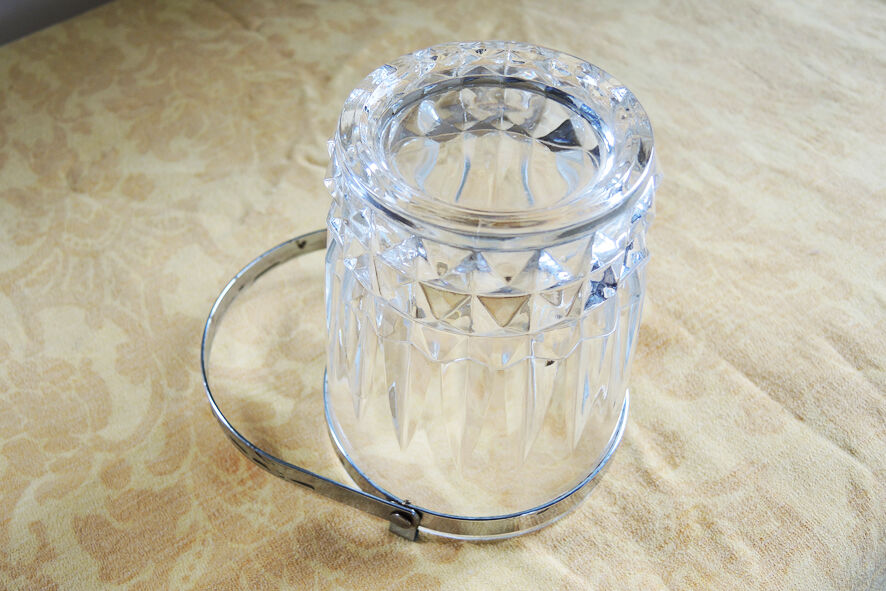 ancient glass and metal ice bucket