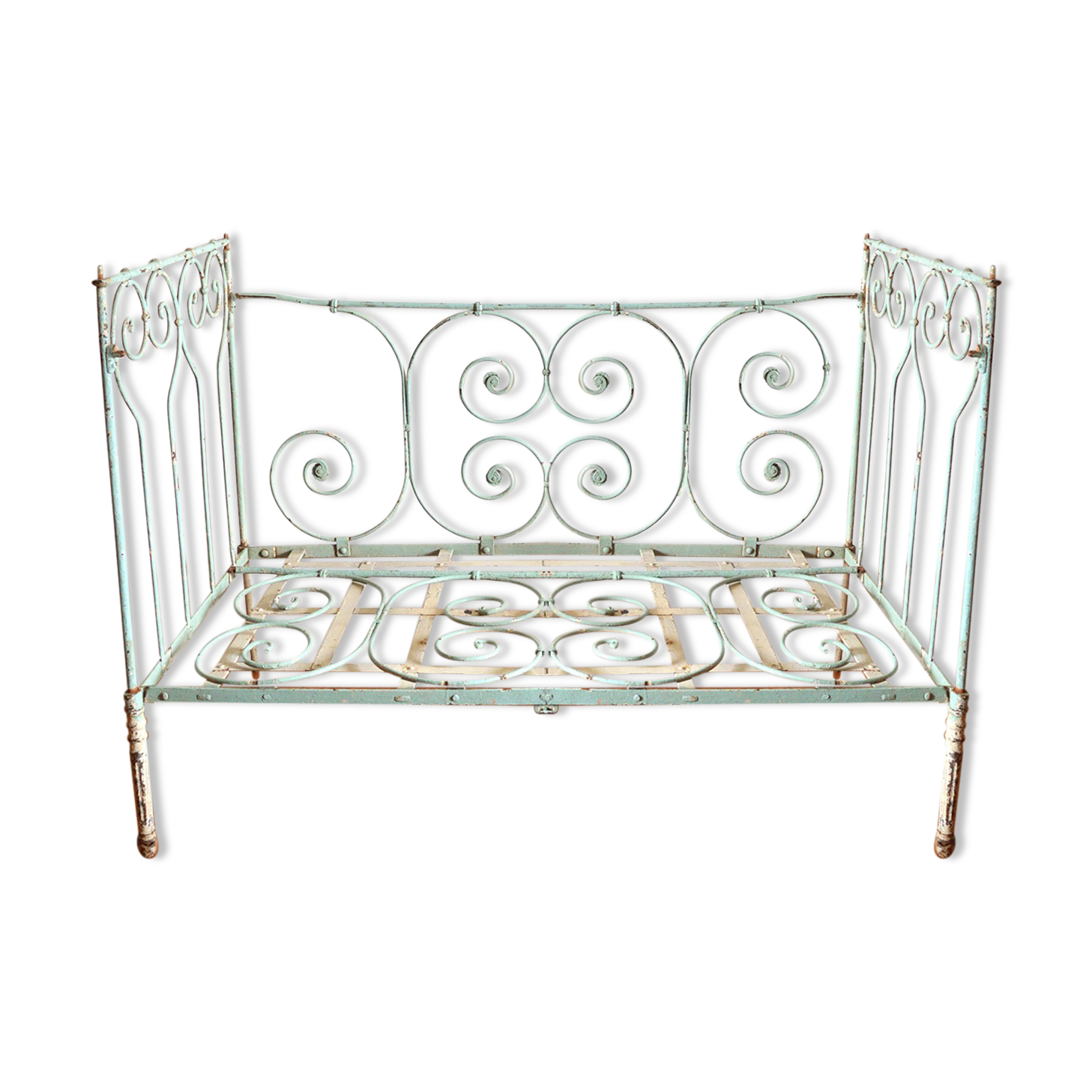 Wrought iron green water bench