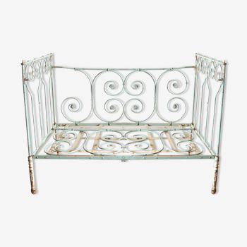 Wrought iron green water bench