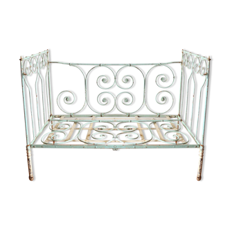 Wrought iron green water bench