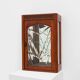 French Art Deco Oak Cabinet with Beveled Leaded Glass, ca. 1920