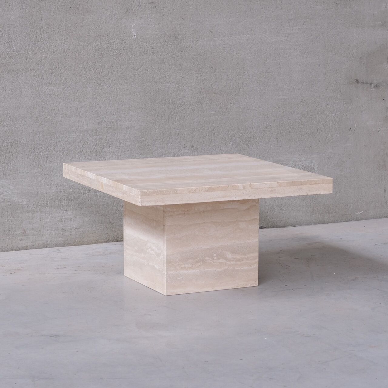 Travertine belgium mid-century square coffee table