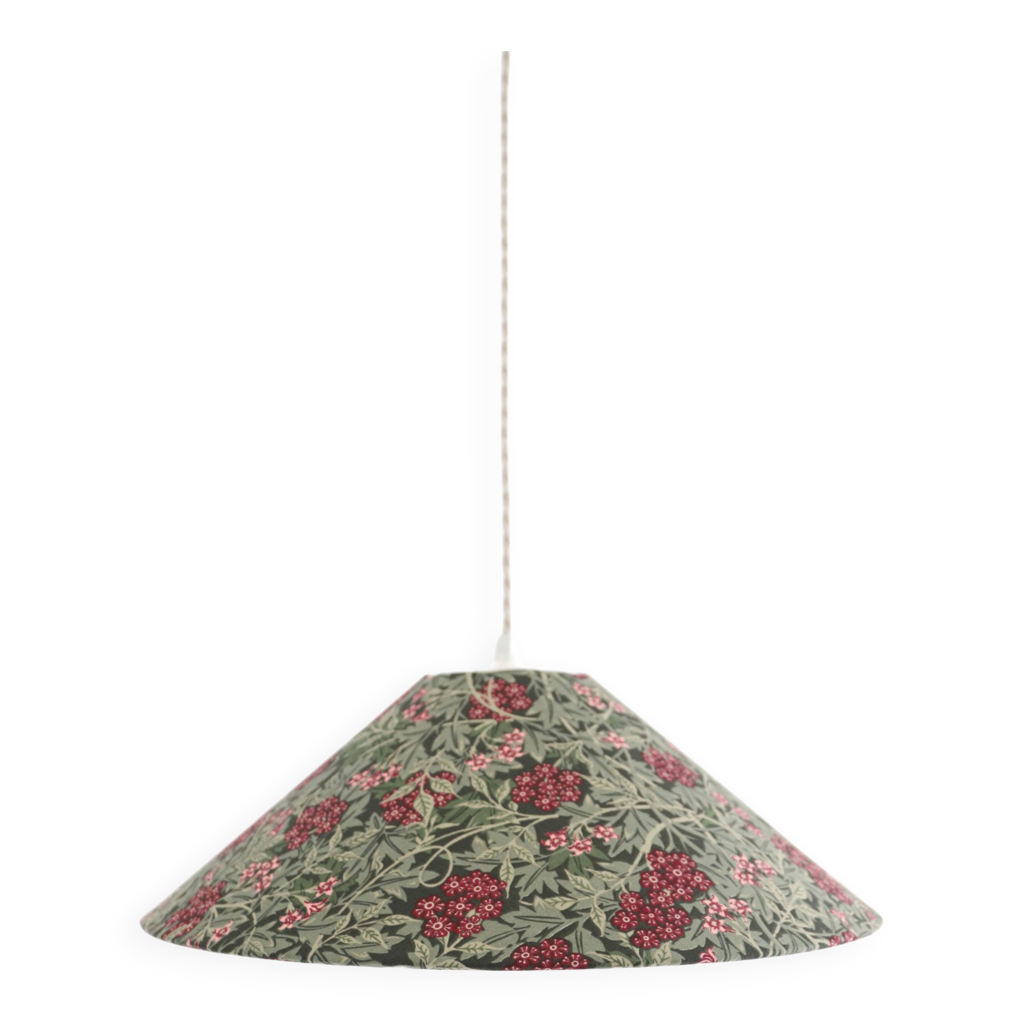 Refurbished printed trapezoidal pendant light
