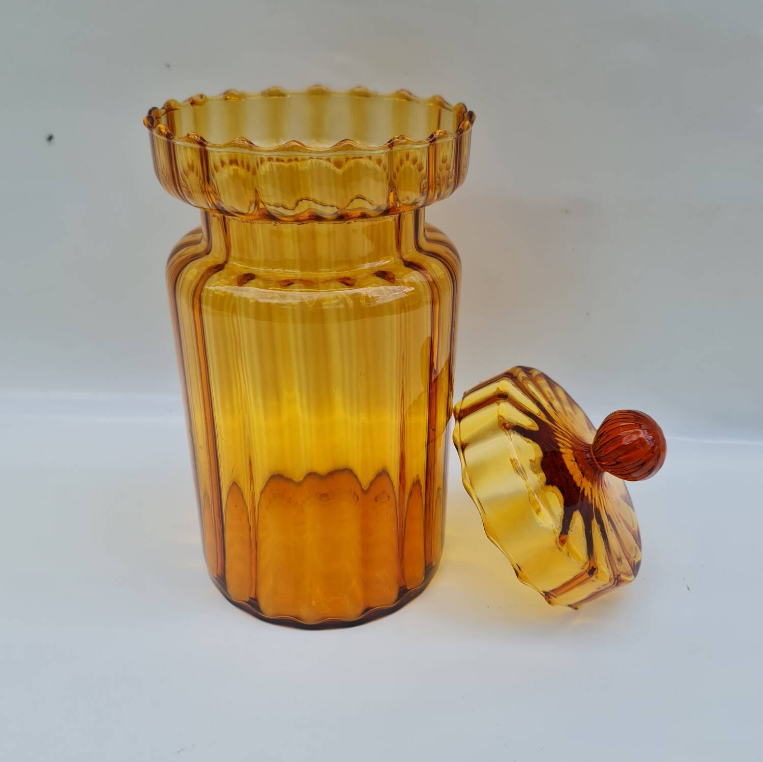 Large fluted blown glass jar