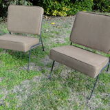 Pair of armchair heaters in brown fabric