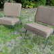 Paire de chauffeuses fauteuils en tissu marron